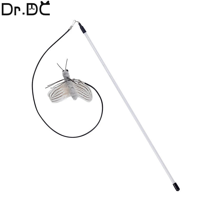 Dr.DC Teasing Cat Stick Head with or without Wire Stick Dragonfly Feather Cat Supplies Interactive Fun Pet Cat Toy Accessories