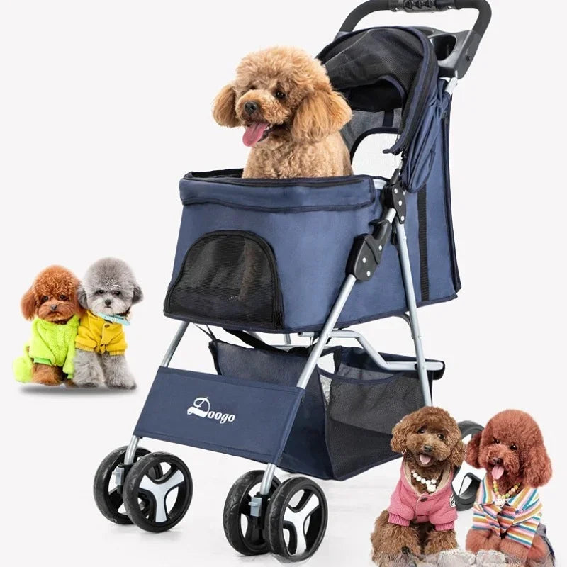 Pet Stroller Lightweight Folding Universal Wheel Cat Dog Travel Breathable Pet Stroller Outdoor Stroller for Small Medium Pets
