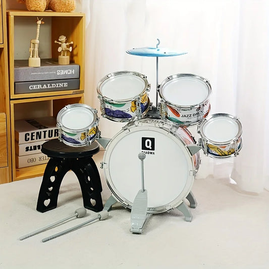 Kids Jazz Drum Set for Toddlers with Stool and Pedal Educational Musical Instruments Gift for Boys
