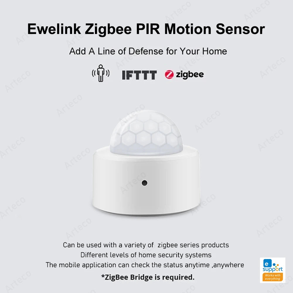 Sensor de movimiento PIR inteligente Zigbee 3.0 Detector de movimiento del cuerpo humano por infrarrojos Sensor de alarma de seguridad Funciona con EWelink Home Assistant