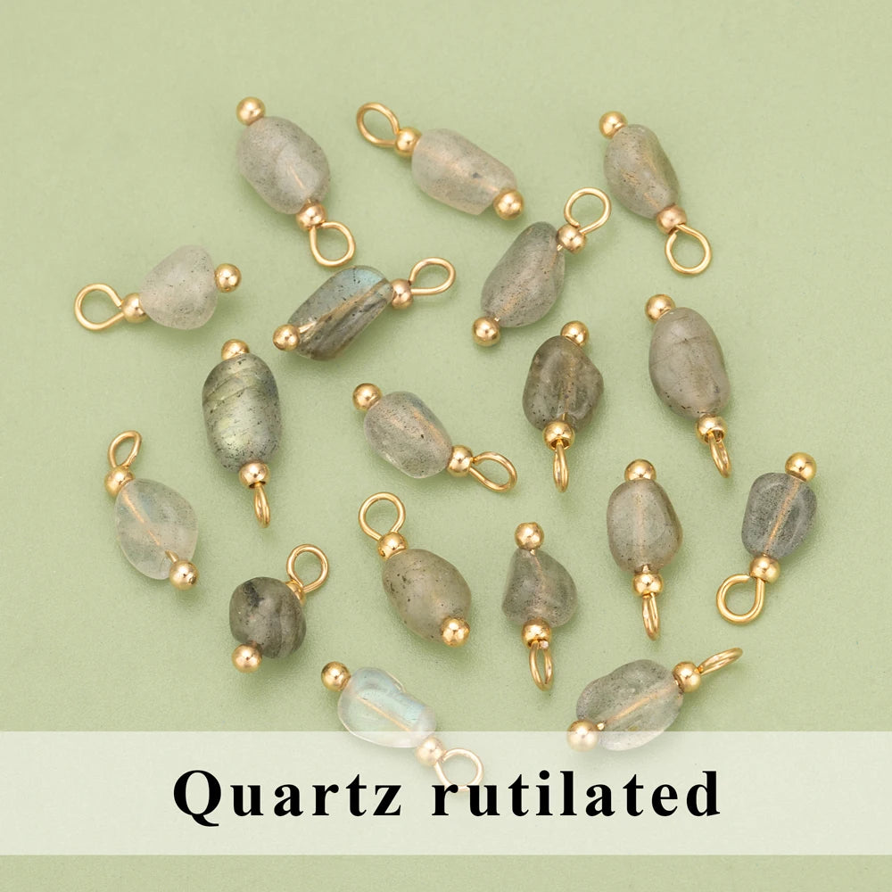 YEGUI C324S 20pcs Natural Stone Charms 18K Gold Plated