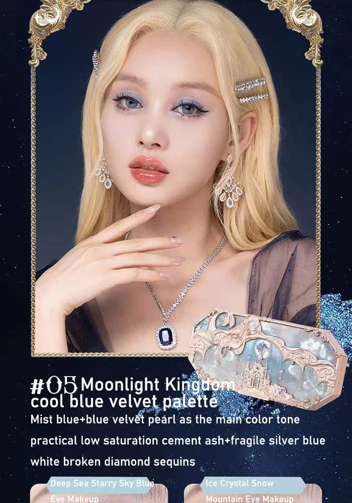 Flower Knows Moonlight Mermaid Eyeshadow Palette 8 Color Eye Makeup with Matte Shimmer and Glitter Finishes for Stunning Looks