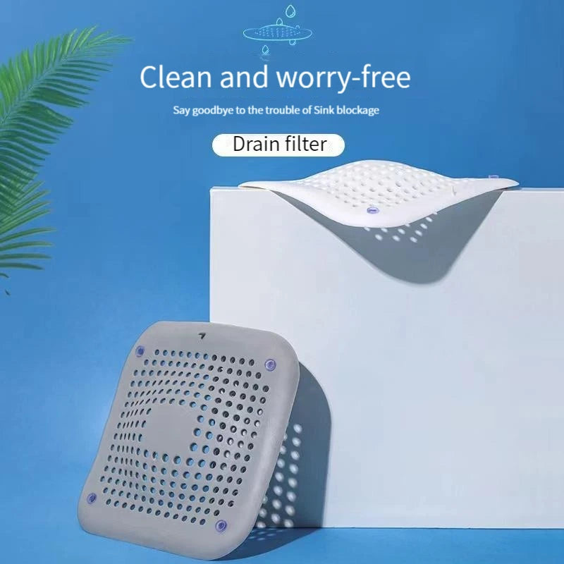 Durable Silicone Square Shower Drain Cover Prevents Sink Clogging, Shower Drain Strainer, Adsorption Sink Strainer, Convenient