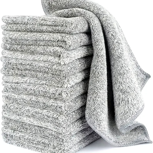 Gray Bamboo Charcoal Microfiber Dishcloths Super Absorbent Kitchen Cleaning Rags 1 to 100 Pieces
