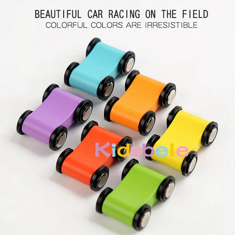 Kids Four-Layer Wooden Gliders Montessori Inertia Track Car Toy Set Animal and Traffic Themes Early Learning Birthday Gift