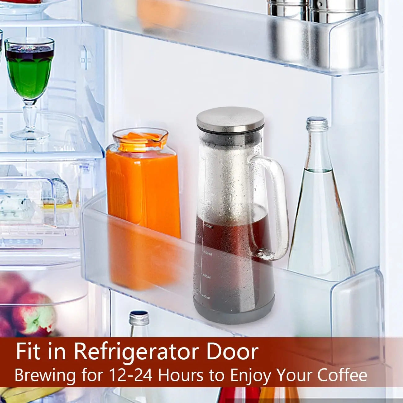 Airtight Cold Brew & Tea Infuser – 1L Glass Carafe with Removable Stainless Steel Filter
