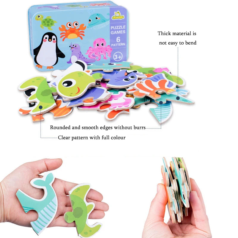 Baby Puzzle Montessori Educational Toys 3D Wooden Puzzles for Kids 2-4 Years