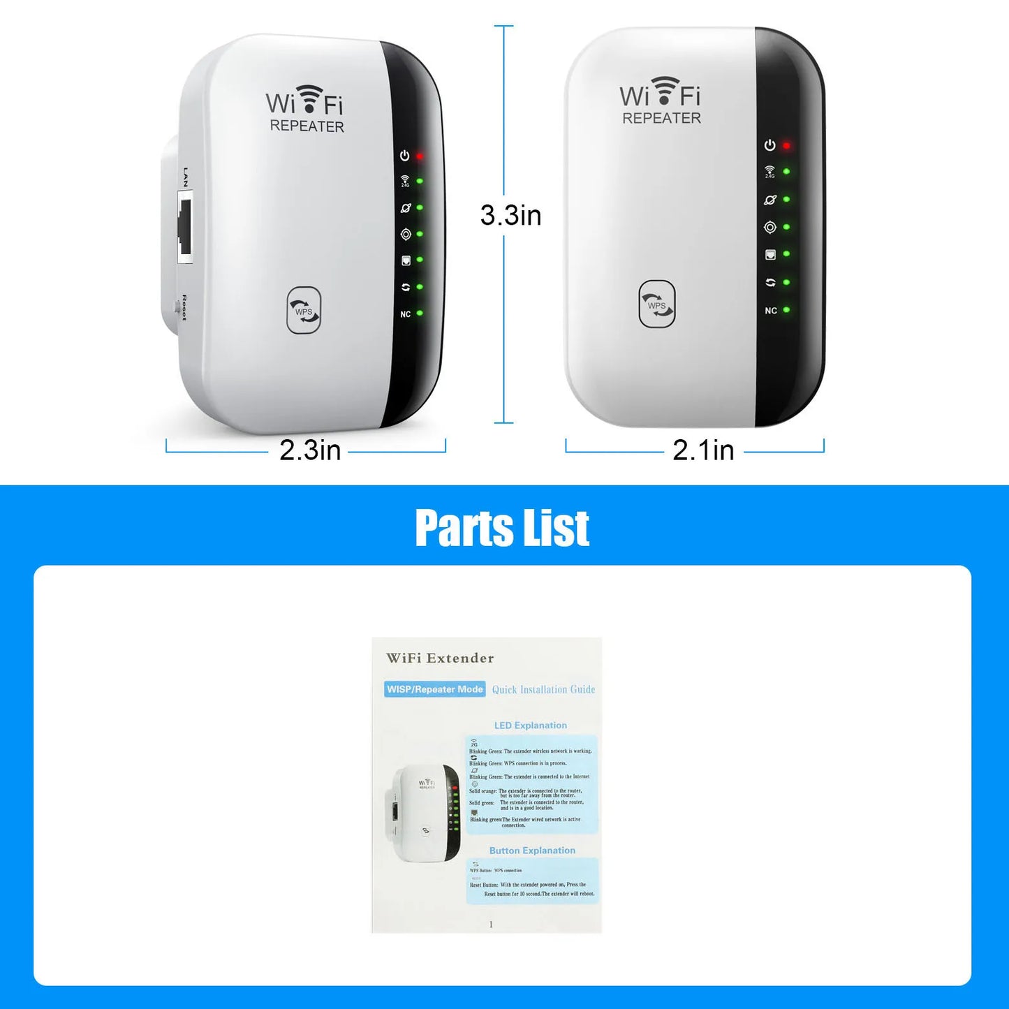 Repetidor WiFi inalámbrico de 300 Mbps, amplificador, enrutador, extensor WiFi, 802.11N, WPS, largo alcance, 7 luces de estado, repetidor WiFi para PC