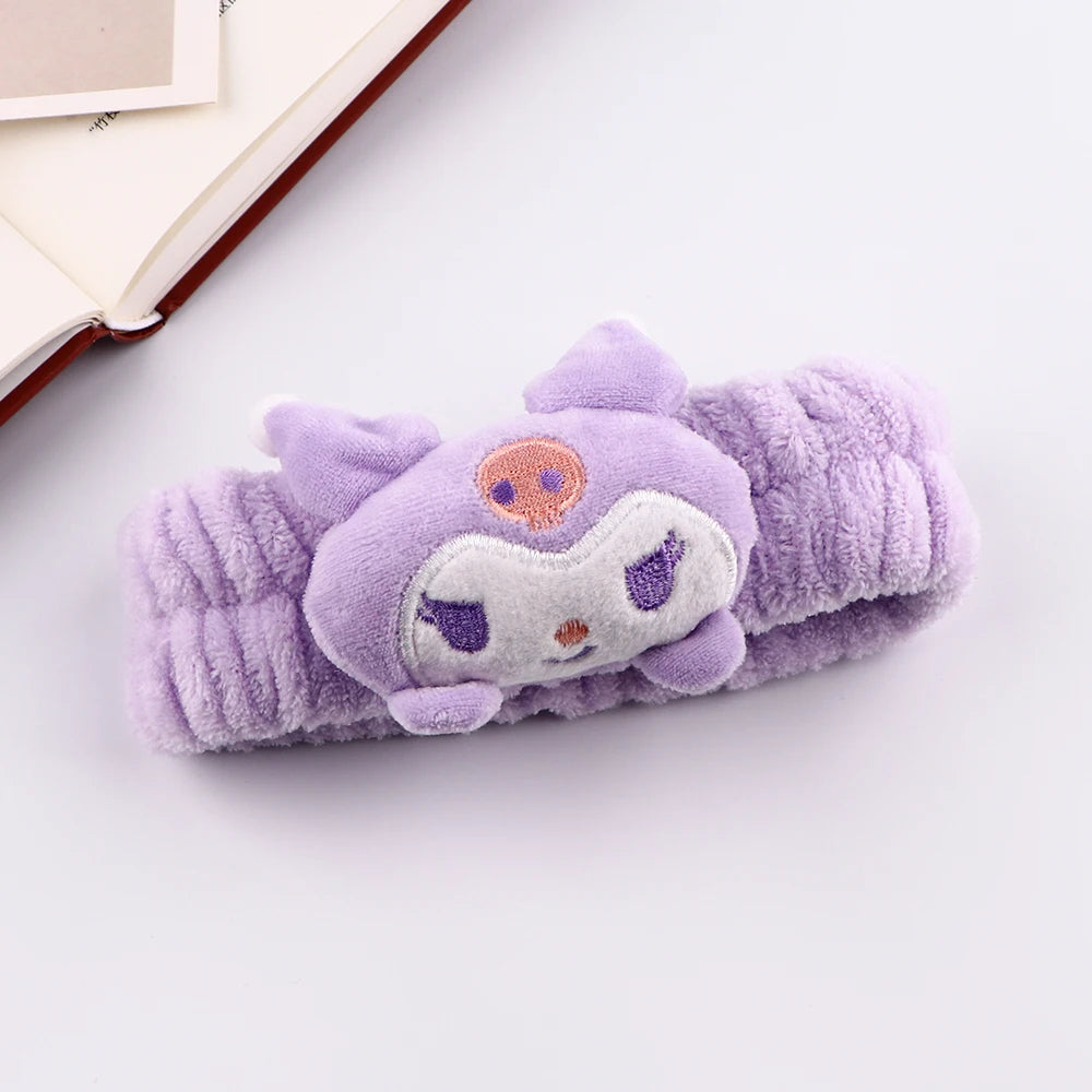 Sweet Cool Villain Character Plush Doll Face Wash Makeup Hairband Kawaii Anime Girls Cute Non Slip Elastic Hair Accessories