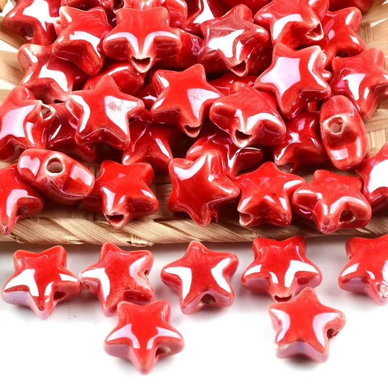 10pcs 14MM Colorful Star Beads Ceramic Beads For Making Jewelry Porcelain Spacer Beads Bracelet Necklace Charms DIY Accessories