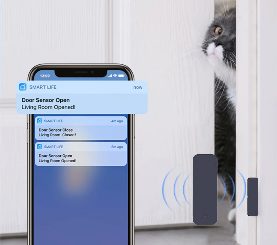 Sensor de puerta Tuya Zigbee Wifi Sensor de entrada de ventana Sensor magnético antirrobo de seguridad Alarma Smart Life Funciona con Alexa Google Home