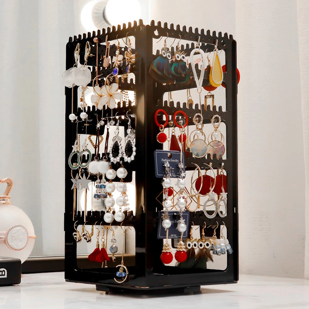 360 Degree Rotating Jewelry Storage Box Earring Organizer 2023