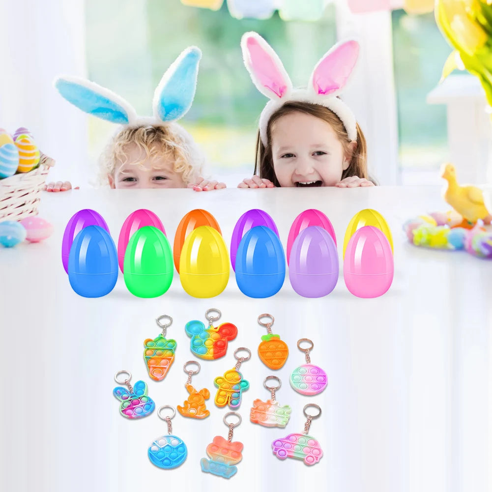 12/20/24/48Pcs Prefilled Easter Eggs with Plush Toys for Kids