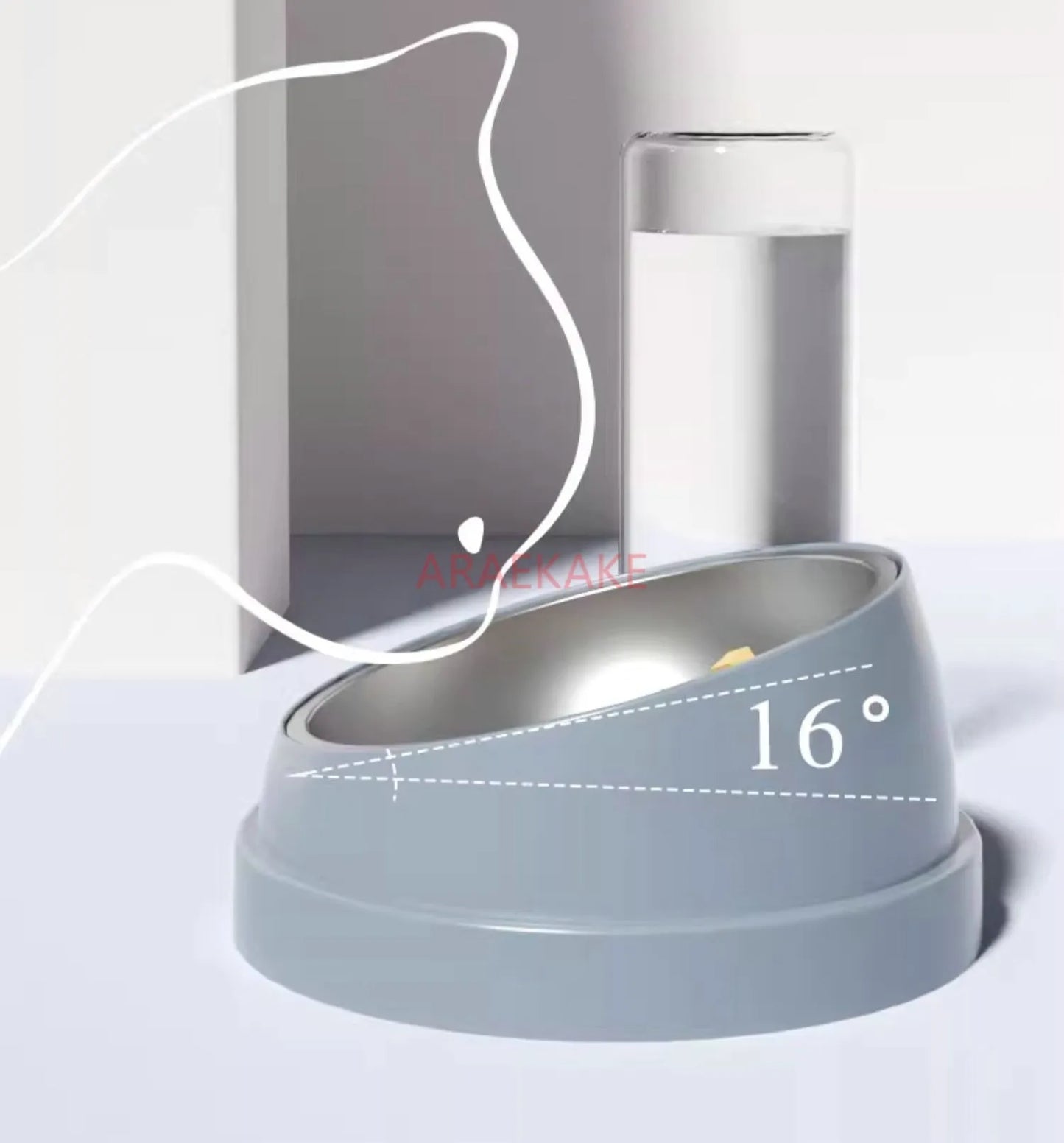 1pcs 2-in-1 automatic cat and dog food dispenser with 15 ° neck protection feeding bowl