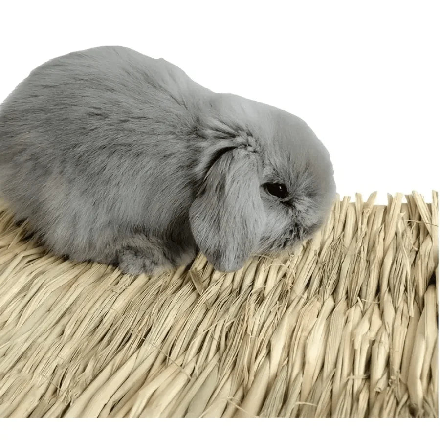 Handmade Woven Rabbit Grass Mat, Hamster Piggy Guinea Pig Hutch Pad, Rabbit Grass Nest, Pet Weaving Bed Mat And Chew Toy