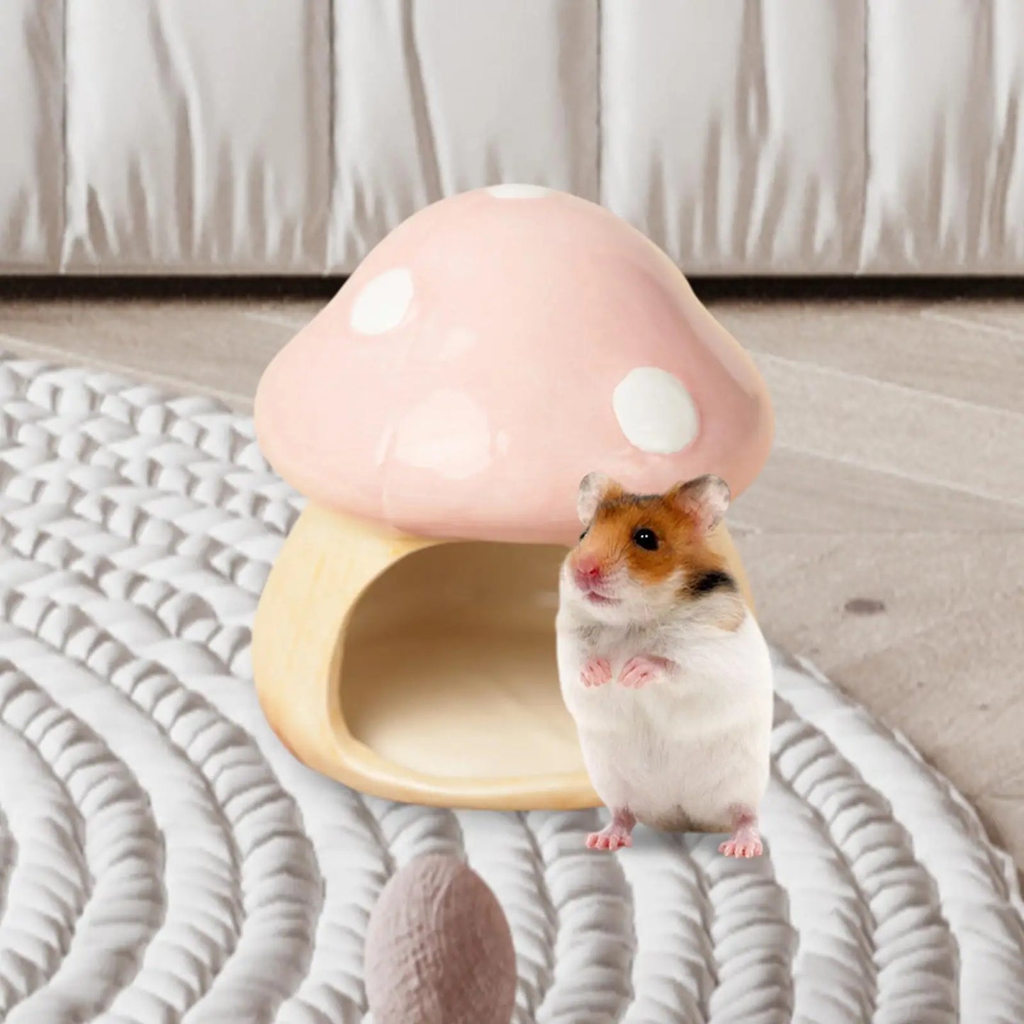 Ceramic Mushroom Shaped Hamster House Cartoon Guinea Pig Sleeping Nest for Chinchilla Hedgehog Rat Small Animals Supplies