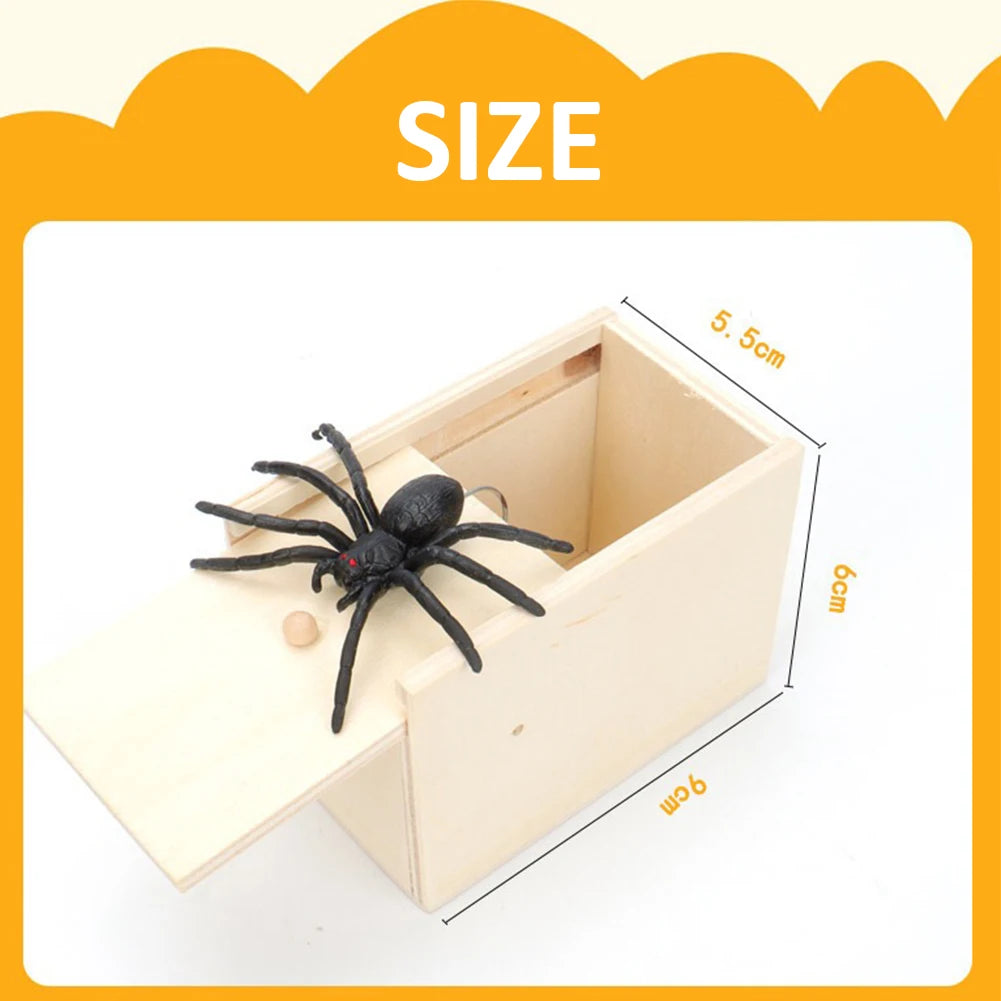 Trick Spider Funny Scare Box Wooden Prank Toy for Friends