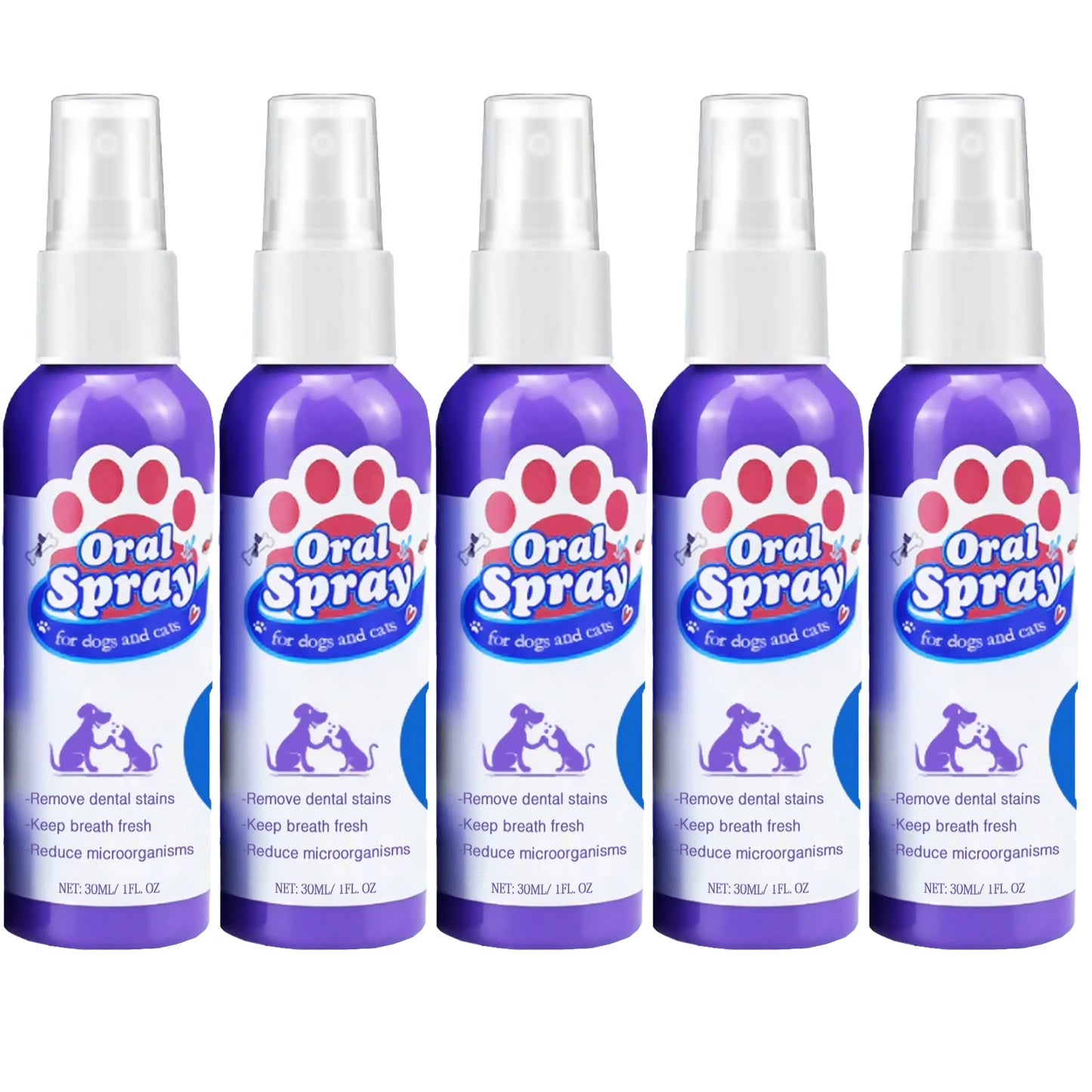 Pet Dental Spray for Dogs and Cats Freshen Breath Remove Plaque Tartar Oral Care Water Additive Easy Use 30ml No Brush Needed