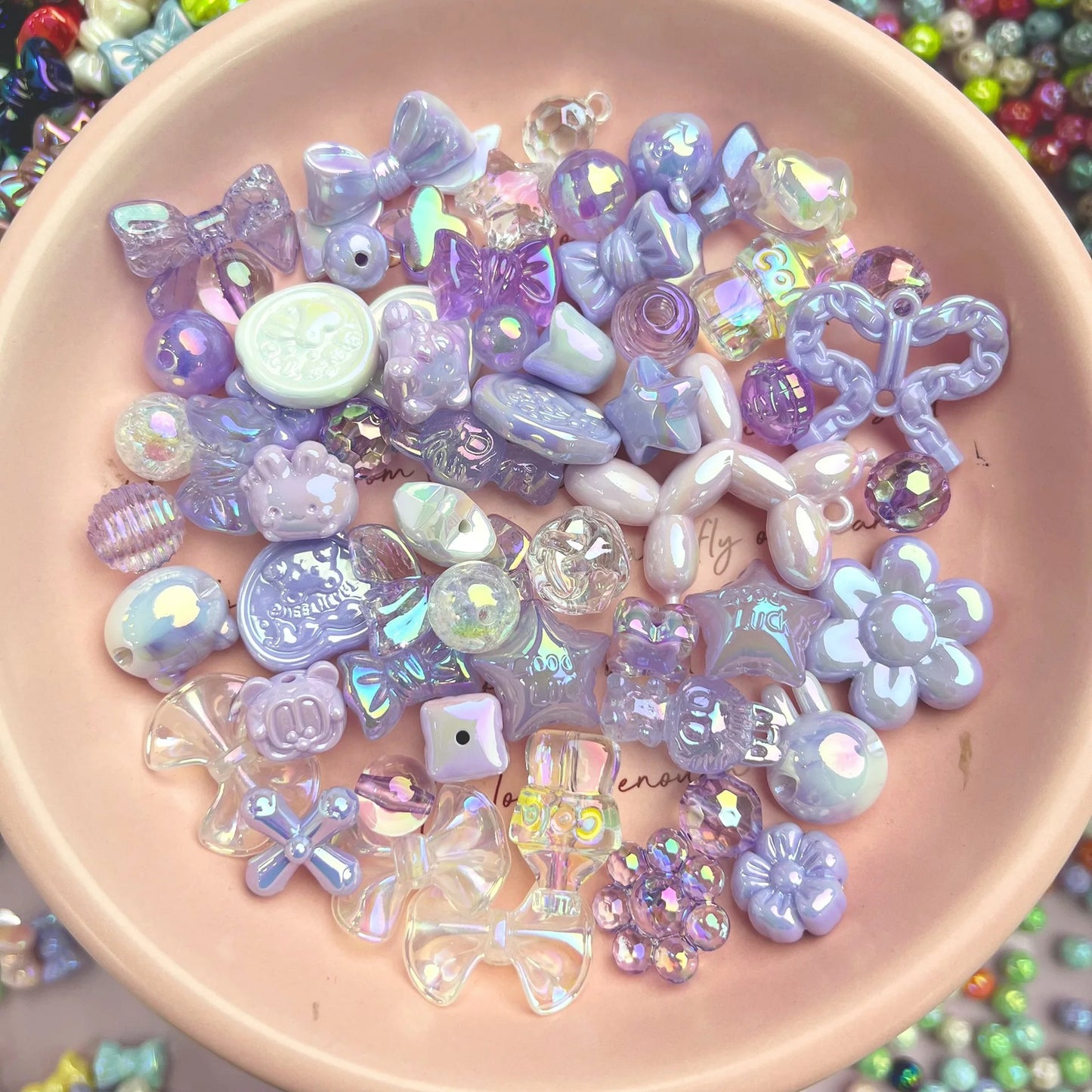 20g Y2K Mixed Bowknot Flower Heart Acrylic Cute Beads for DIY Jewelry Craft