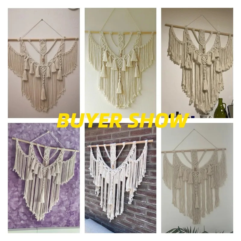 Big Macrame Wall Hanging Tapestry With Tassels For Boho Decor