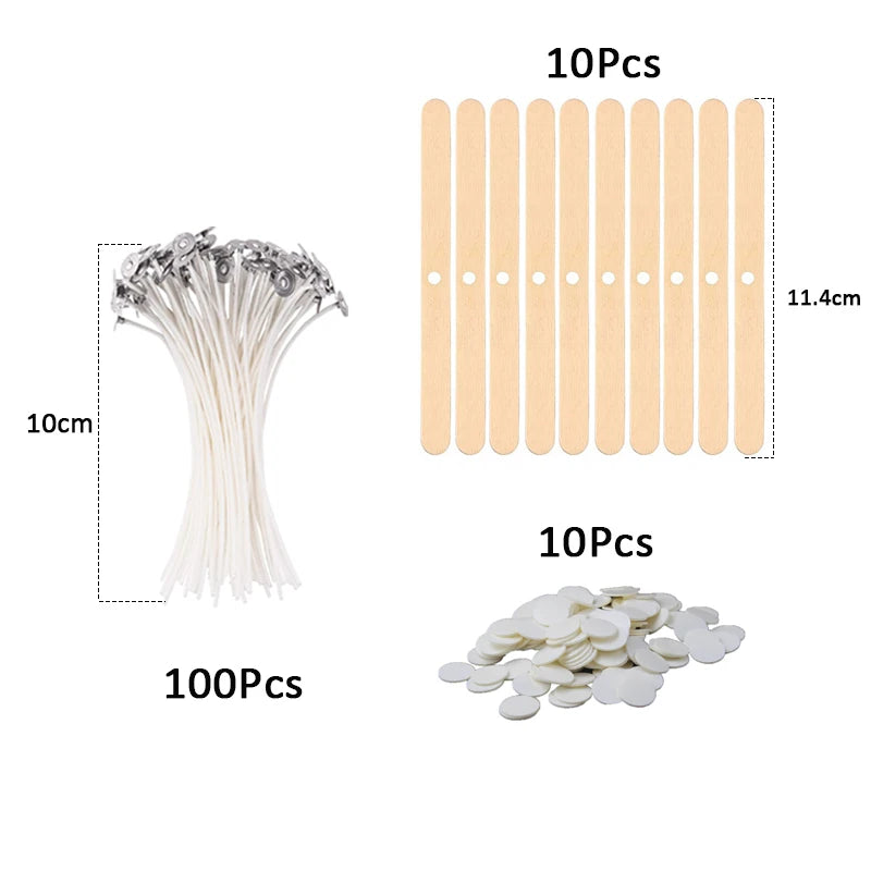 120Pcs Waxed Cotton Candle Wicks with Stand for DIY Candle Making Supplies