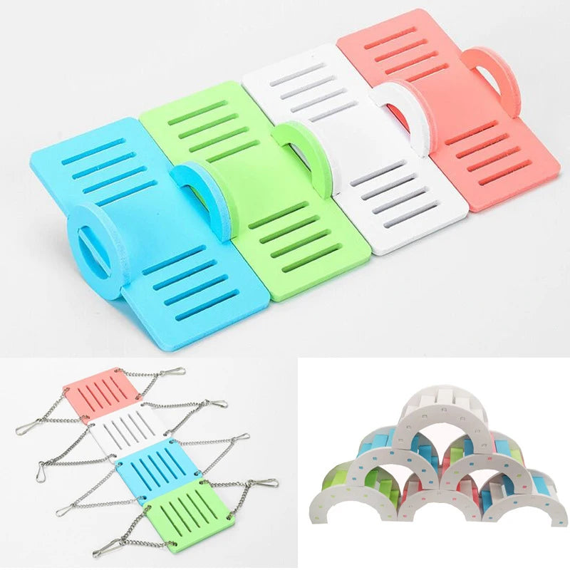 1PC Hamster Toys Wooden Rainbow Bridge Nest Seesaw Swing Toys Small Animal Activity Climb Toy DIY Hamster Cage Pet Supplies