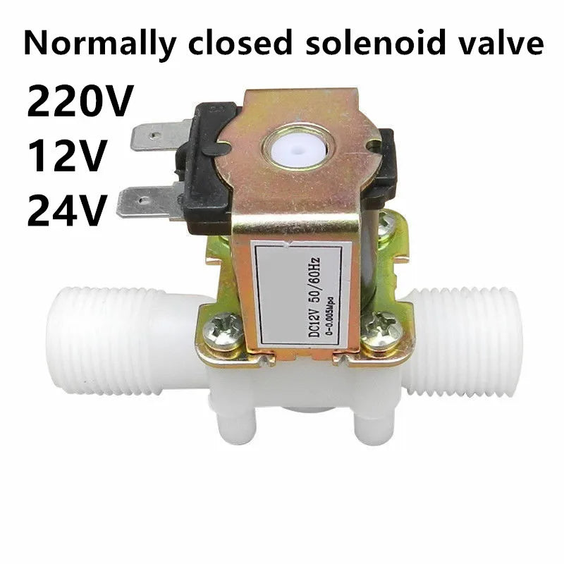 Válvula solenoide eléctrica de plástico normalmente cerrada, interruptor controlador de presión de agua y aire magnético, CA 220 V, CC 12 V, 24 V, 1/2" 3/4"