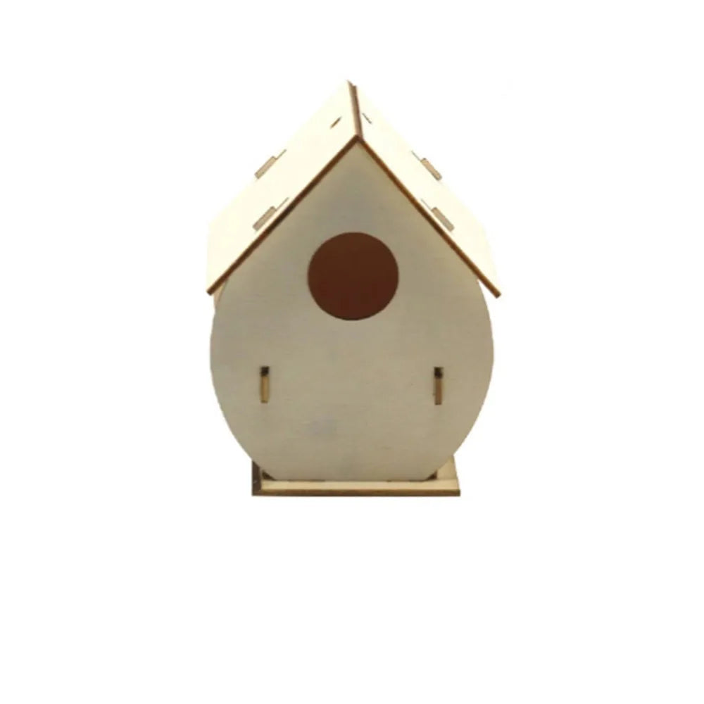 3pcs Pet Supplies Wooden Bird Nest Minimalist Cartoon Bird House Creative DIY Bird Feeder Children Toy