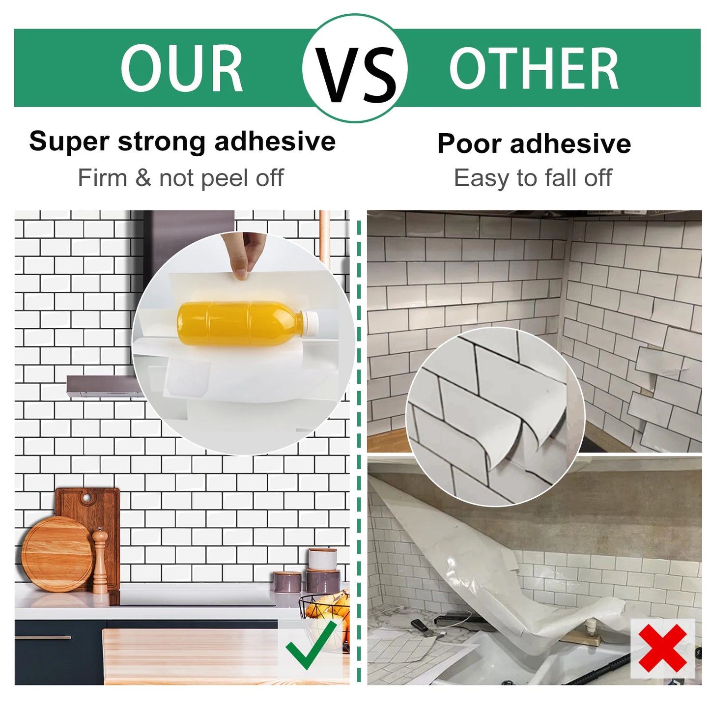 Subway Wall Stickers Peel and Stick 3D Brick Vinyl Wallpaper 10 Sheets