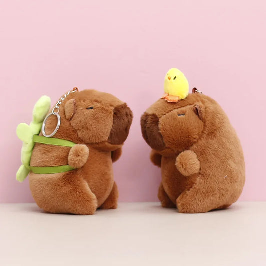 Strawberry Hat Capybara Plush Toy Keychain and Backpack Pendant