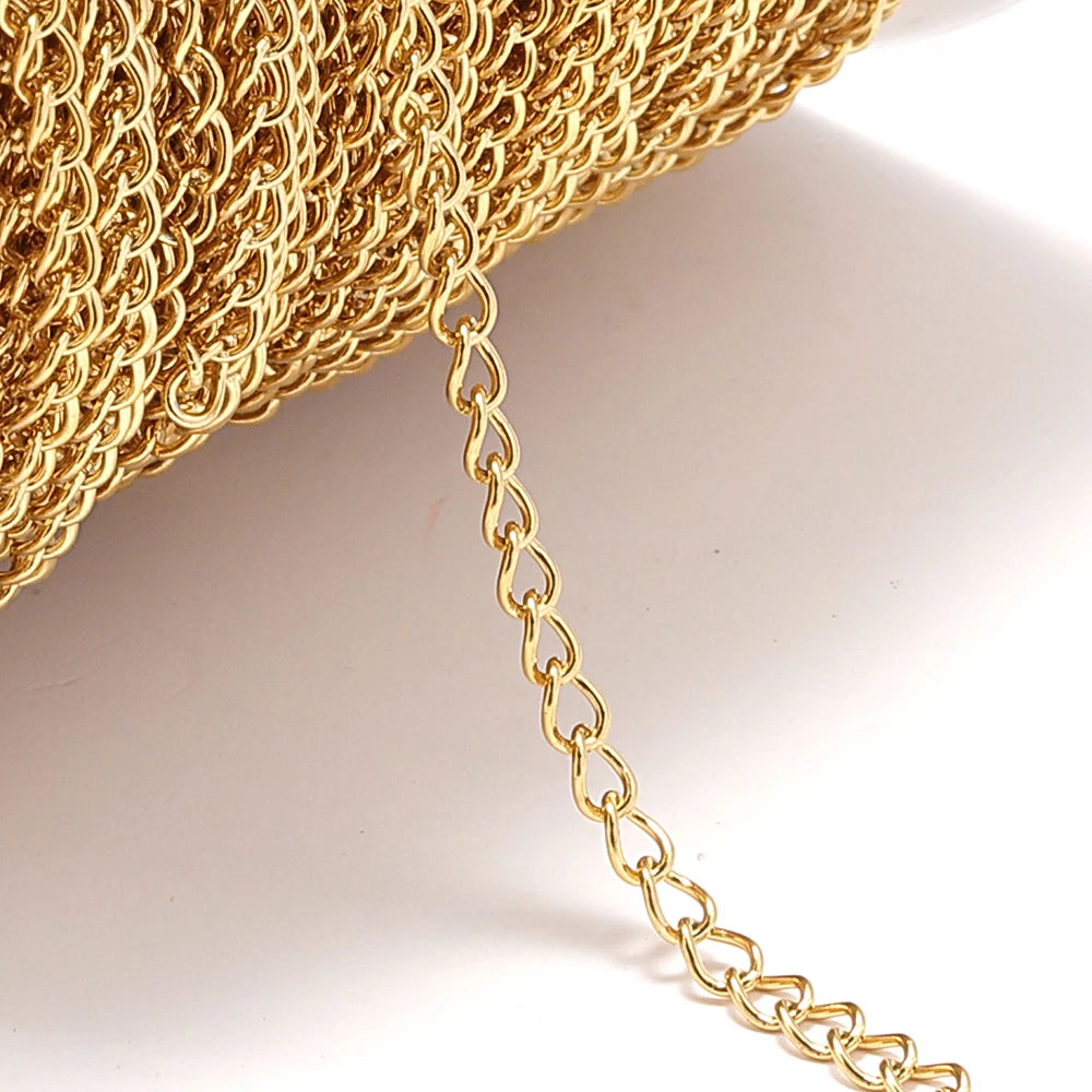 2Meters Stainless Steel Link Cable Gold Chains for DIY Jewelry