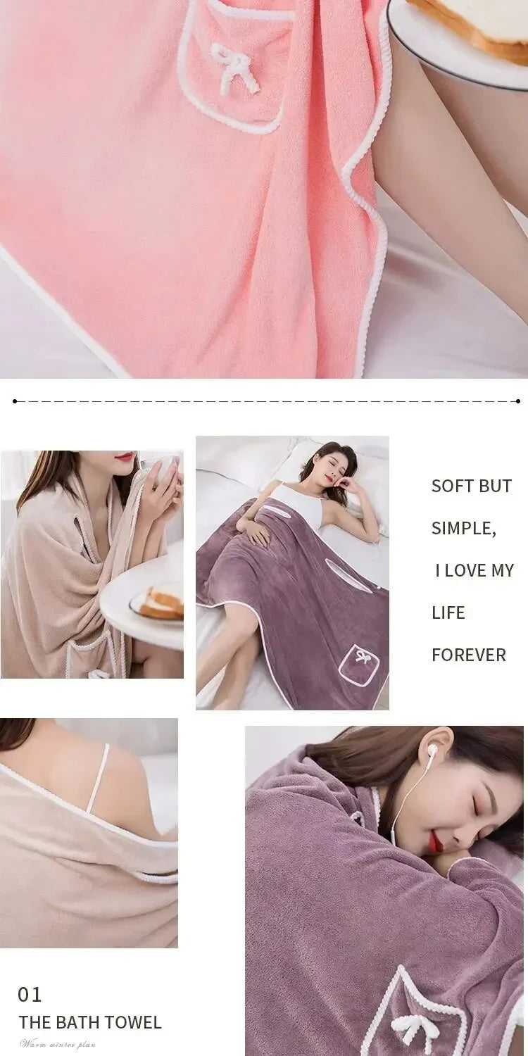 Womens Bath Towels Girls Wearable 140*85Cm Fast Drying Bathing Beach Spa Bathrobes Wash Clothing, Shower Bath And Gym Towel