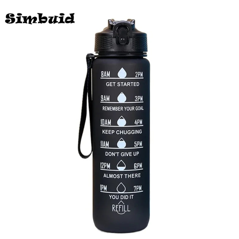 600ML Sports Water Bottle with Time Marker Leak-proof Fitness Cup