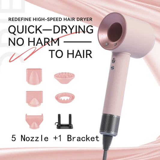 Negative ion hair dryer with high speed and no blades High power silent and quick drying Portable, suitable for home and travel
