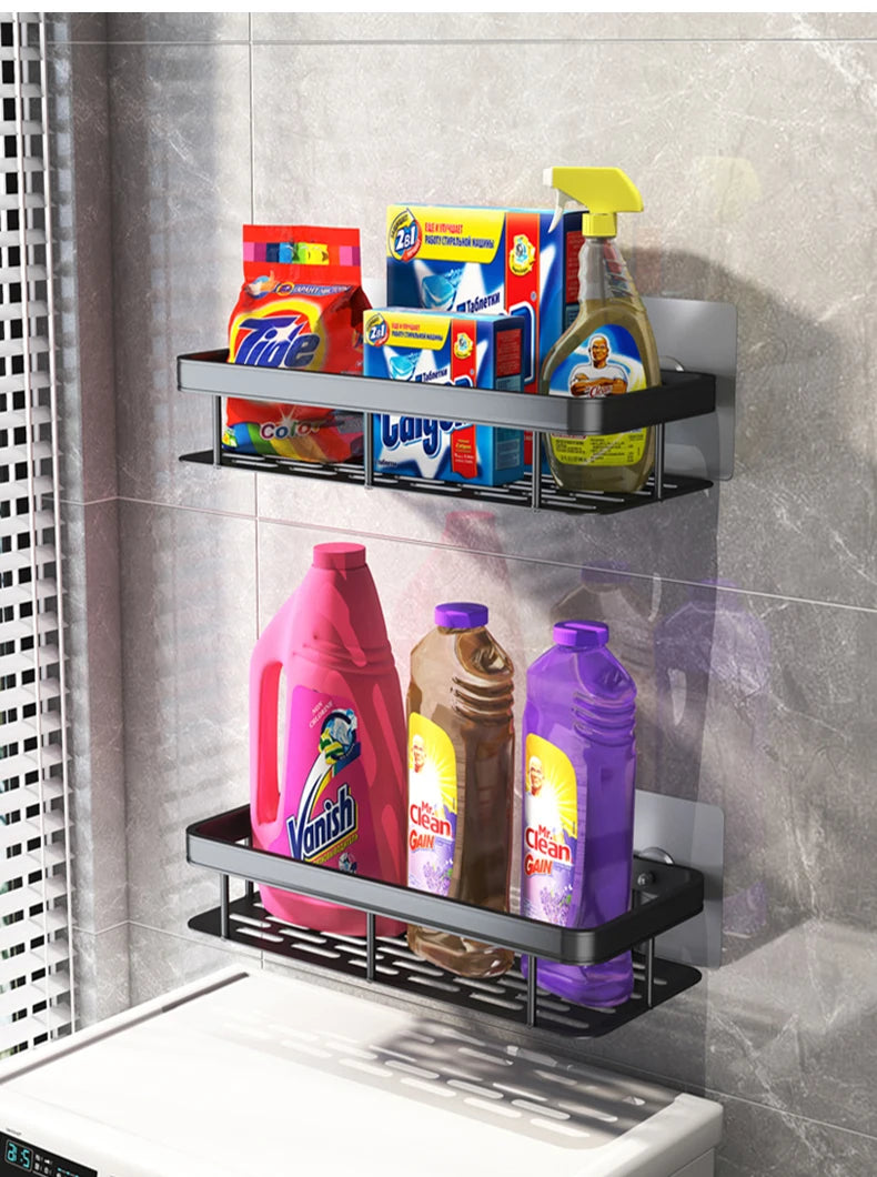 Estante de baño Organizador de almacenamiento de cocina Estante de champú de aleación de aluminio Estante de ducha Accesorios de baño Estante sin taladro