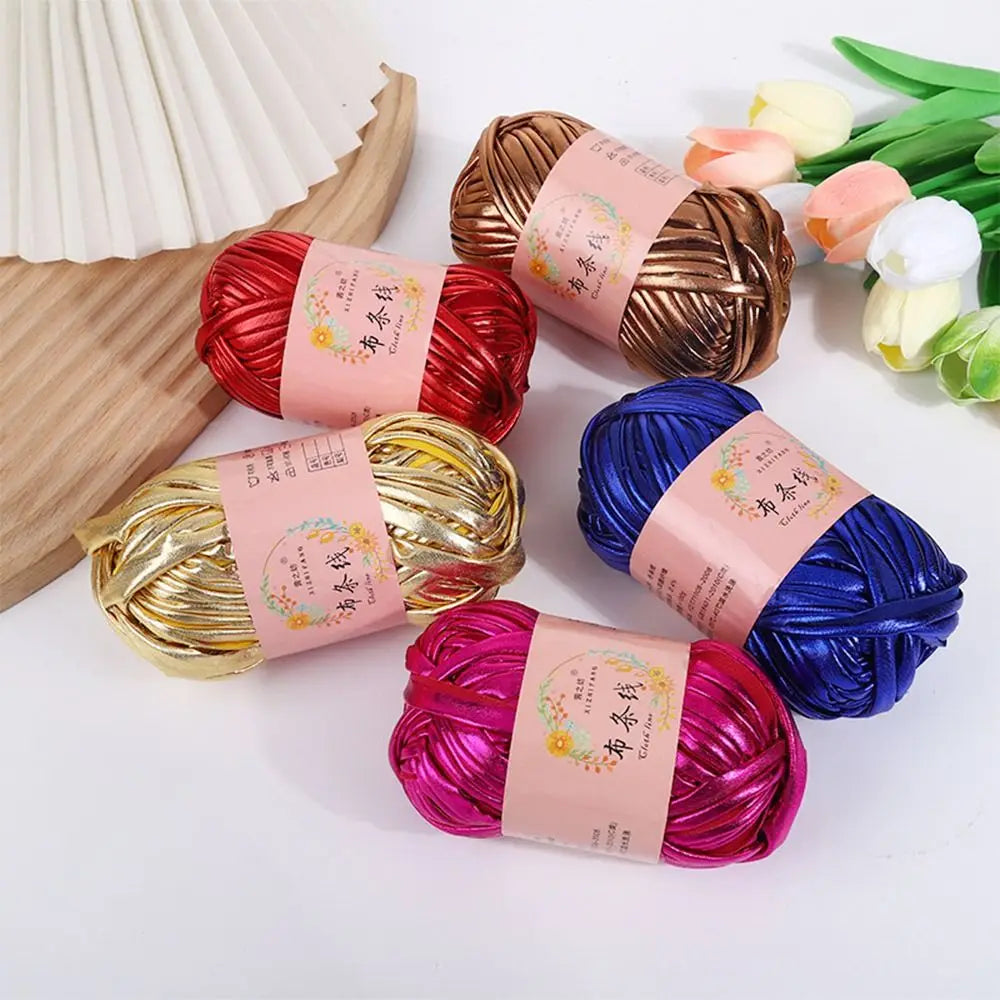 Imitation Leather Crochet Yarn For DIY Hand Knitting Magic Color