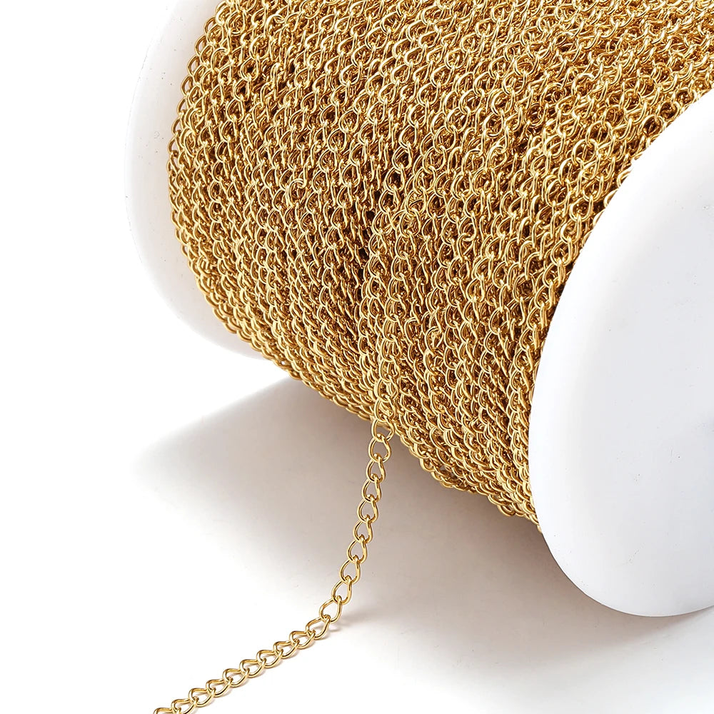 2Meters Stainless Steel Link Cable Gold Chains for DIY Jewelry