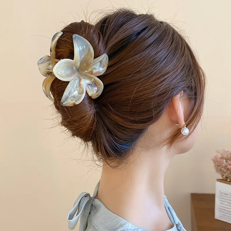 Summer Acrylic Flower Hair Clip for Women Marble Texture Hair Claws Clips Trendy Girl Hairpin Korean Hair Accessories Headwear