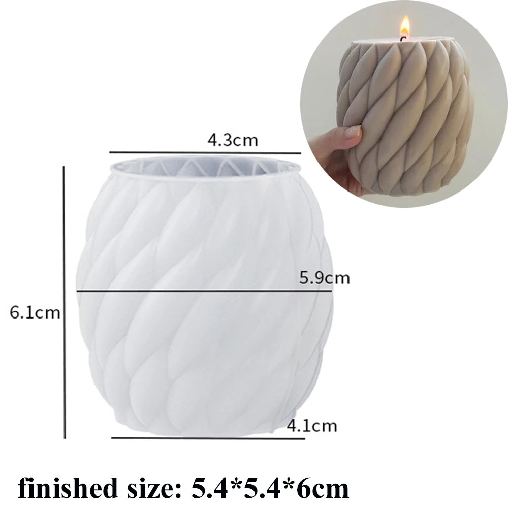 3D Rotating Pillar Candle Silicone Mold Geometric Wave Design
