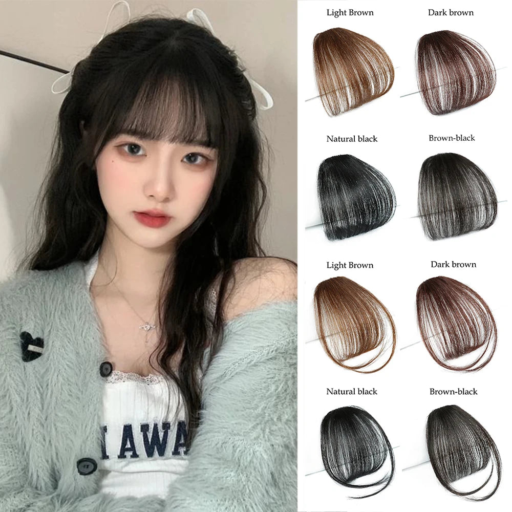 Synthetic Air Bangs Natural Short Brown Black Fake Hair Fringe Extension 1 Clip In Hairpieces Accessories For Women Girl