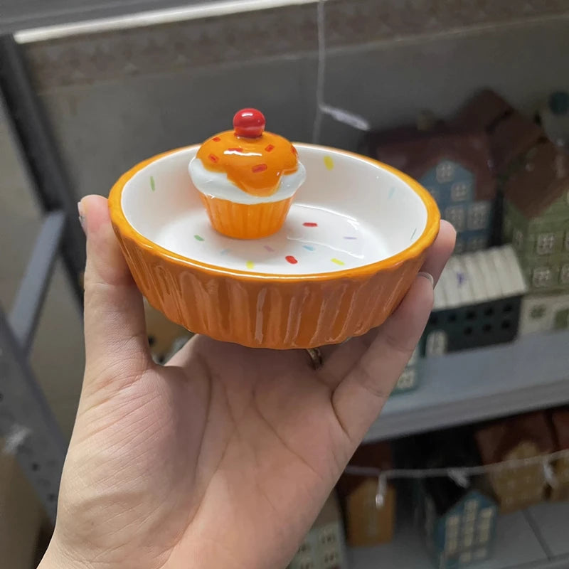 Ceramic Cake Hamster Bowl Small Pet Food Bowl for Home Use Multi-color Small Jewelry Box  Rabbit Feeder Parrot Supplies