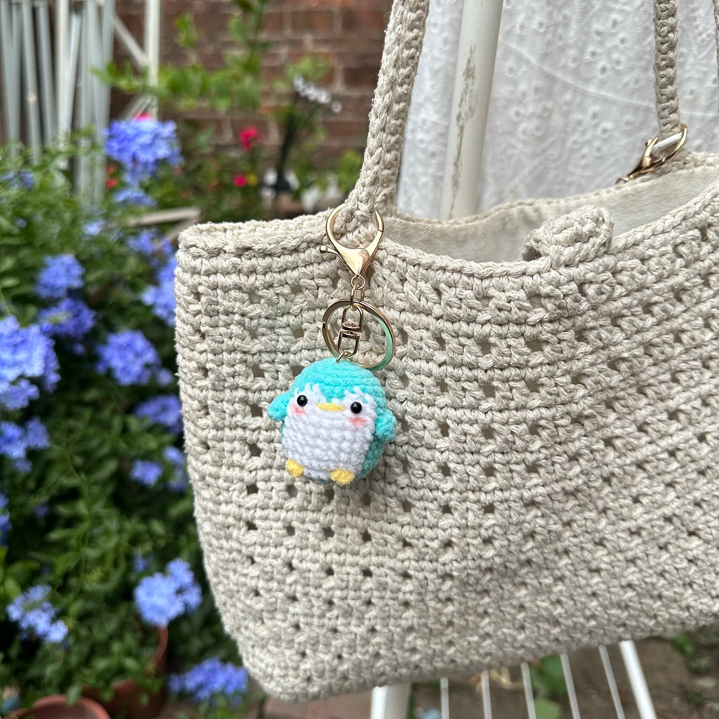 Handmade Cute Cotton Wool Penguin Doll Crochet Keychain