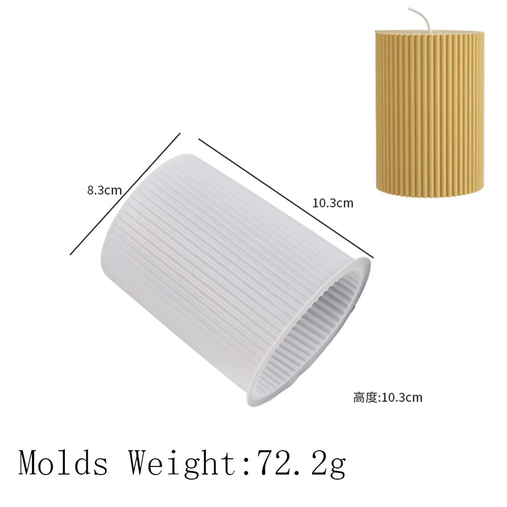 Striped Cylindrical Candle Silicone Mold for DIY Home Decor