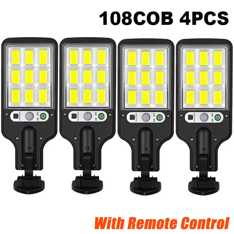 1/2/4PCS 108 COB Sensor Solar Lamps Outdoor Waterproof Security Light with Remote Control