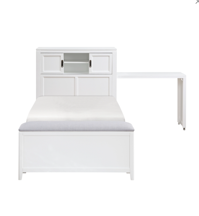 Youth Explorer Twin Bookcase Platform Bed by Homelegance - White
