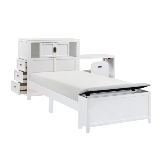 Youth Explorer Twin Bookcase Platform Bed by Homelegance - White