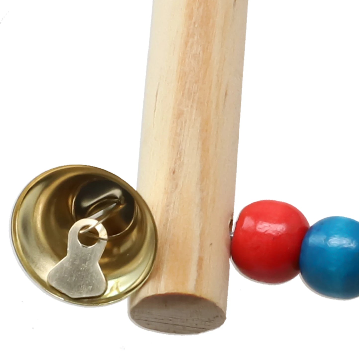 Natural Wooden Parrots Swing Tool Birds Perch Hanging Swings Cage With Colorful Beads Bells Hanging Cage Swings Bird Accessories