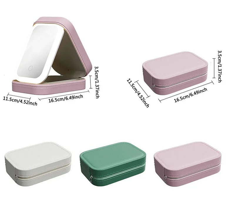 LED Makeup Bag With Mirror And Light Portable Cosmetic Storage For Women Small Lipstick And Brush Organizer