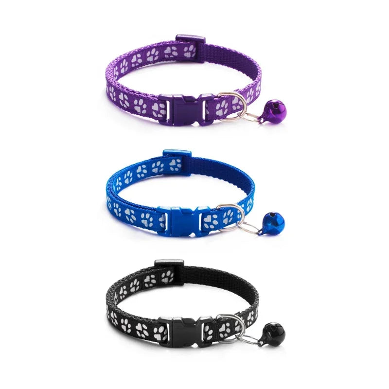 1/3/6/12/18Pcs Pet Collar With Bell Footprints Colorful Dog, Dog, Cat Accessories Cat Collar Adjustable Bell Ring Necklace Pet
