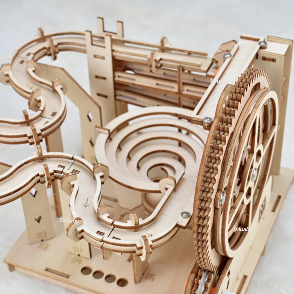 3D Wooden Puzzle Model Kits Marble Run Mechanical Puzzles Self Assembly Educational Toys for Kids and Adults